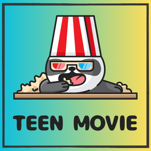 Teen movie animal with 3D glasses eating popcorn