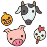 image with farm animals duck, pig, chicken, cow