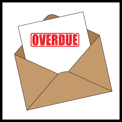 overdue letter in envelop